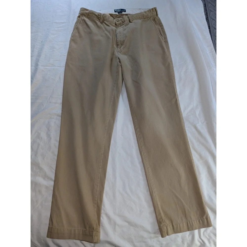 Polo Ralph‎ Lauren Mens 36x34 100% Cotton Khaki Dress Slacks